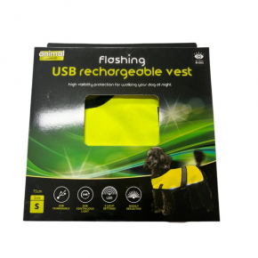 Animal Instincts Flashing Safety Usb Rechargeable Reflective Vest Yellow Small